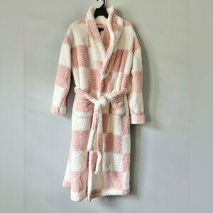 Sanctuary Women's Ultra-Cozy Soft Belted Check Wrap Below The Knee Robe Medium